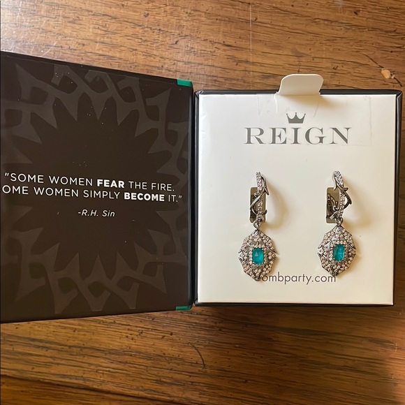 New in Box Bomb Party Villain Earrings lab created tourmaline & genuine quartz - Picture 2 of 5